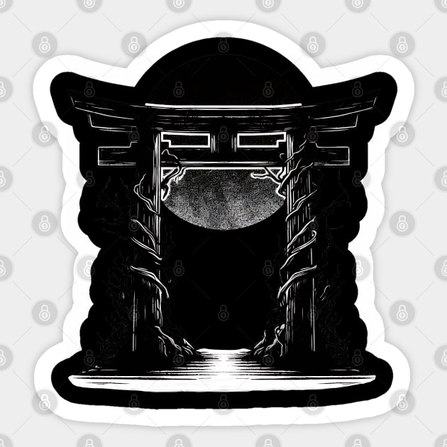 Creepy Japanese Shinto Shrine Sticker by MetalByte